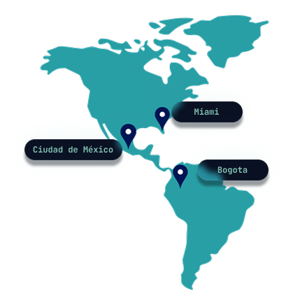 mapa America con presencia en tres países de Grupo Cirtec